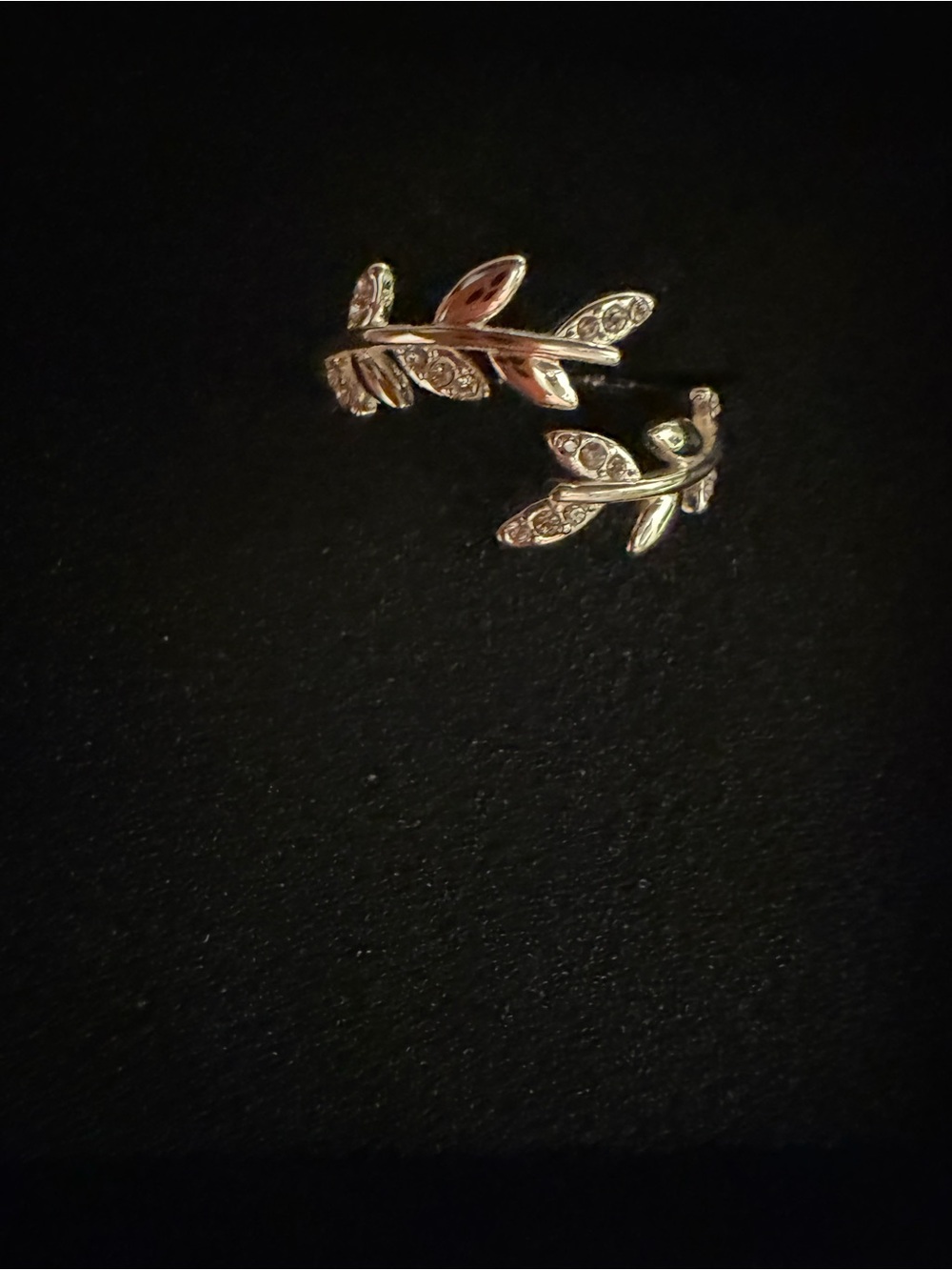 Silver Leaf Wrap Ring with Sparkling Accents
